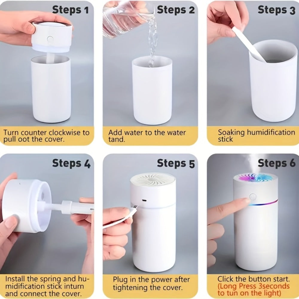 USB Cool Mist Humidifier for Bedroom and Office with a Color-Changing Night Light