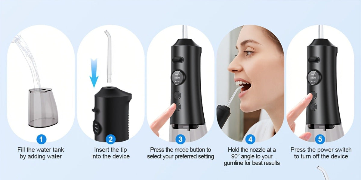 Water Flosser Cordless, Rechargeable Electric Dental Cleaner, Portable for Home & Travel Use