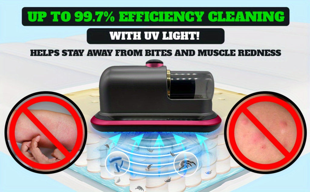 Cordless Mattress Vacuum Cleaner with Ultrasonic Heating & HEPA Filtration – Portable Bed Vacuum for Dust Mites, Pet Hair, Sofas, Upholstery & Carpets