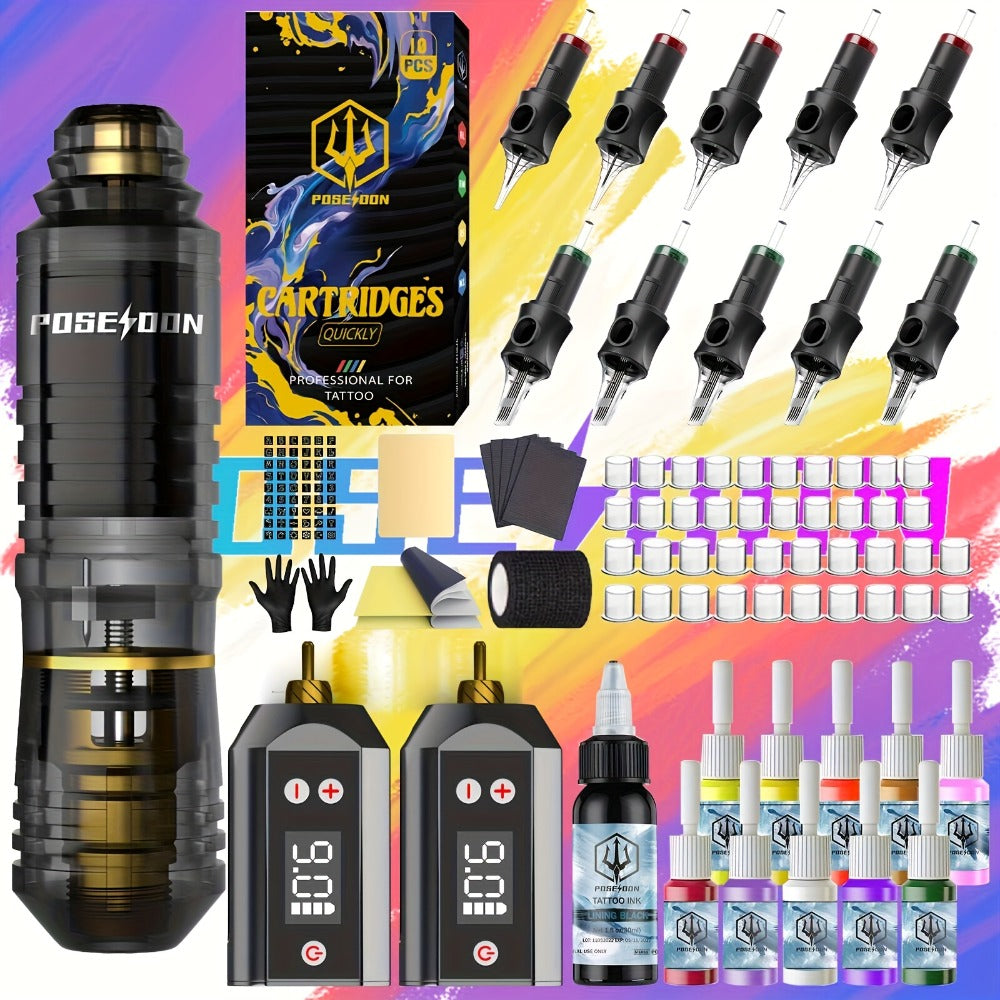 Tattoo Pen Kit with 11 Color Inks and Power Supply for Beginners and Artists