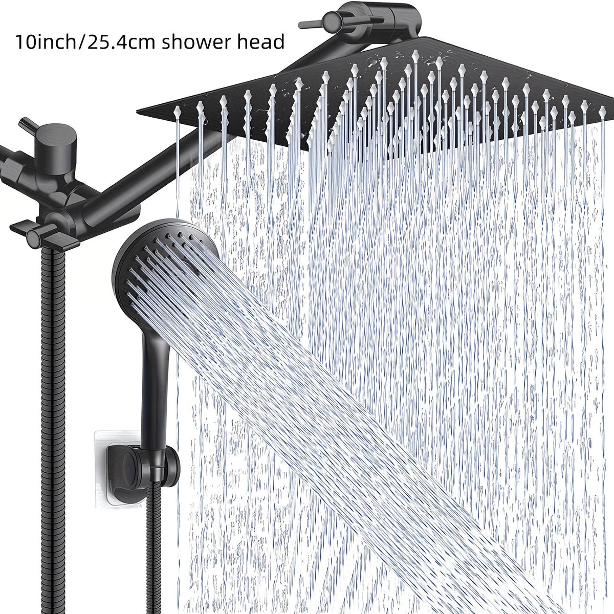 High Pressure Rainfall Shower Head Combo with Handheld Spray – 9 Spray Settings, 180° Adjustable Bracket, Stainless Steel Hose, Anti-Clog Nozzles, Modern Bathroom Shower System