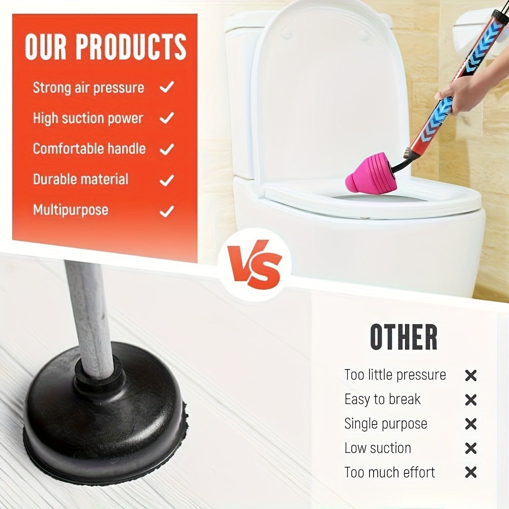 Toilet Plunger, Heavy-Duty Air Pressure Drain Cleaner, Suction Cup Clog Remover for Toilet Sink Shower Bathtub