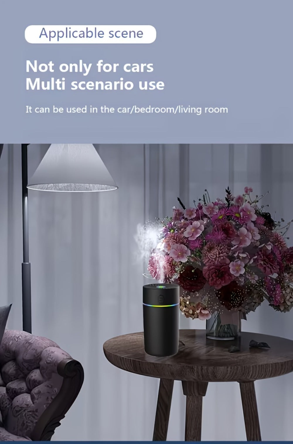USB Cool Mist Humidifier for Bedroom and Office with a Color-Changing Night Light