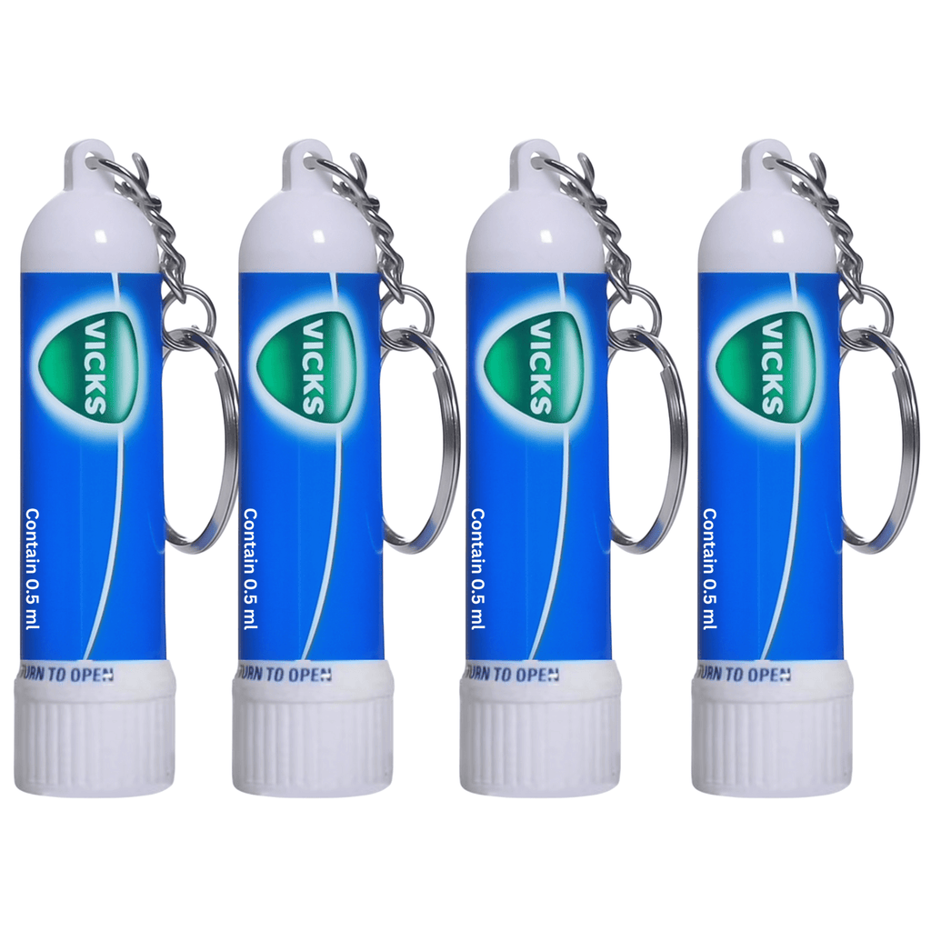 Nasal Inhaler Aromatherapy Stick with Keychain – 0.5ml Portable Mint Scent Aromatic Inhaler for Travel, Office & Everyday Carry – Refreshing Personal Care Stick, 4-Count or 24-Count Pack