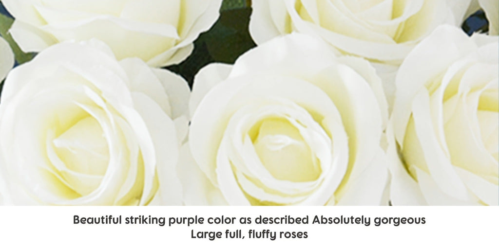 10pcs Artificial Silk Roses Bulk - Fake Flowers for Wedding Home Decor, 19.69" Long Stem, Deep Purple & Dark Green