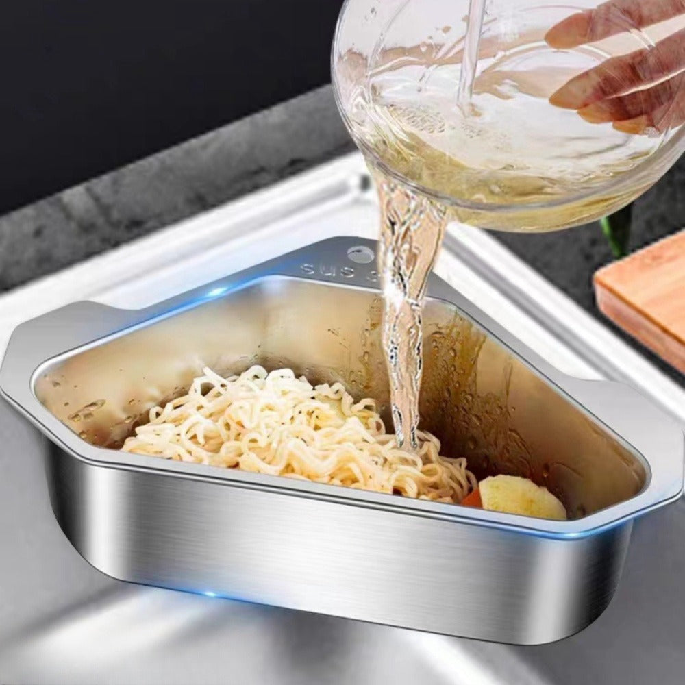 Kitchen Drain Strainer Basket 304 Stainless Steel Triangular Corner Sink Filter for Wash Basin