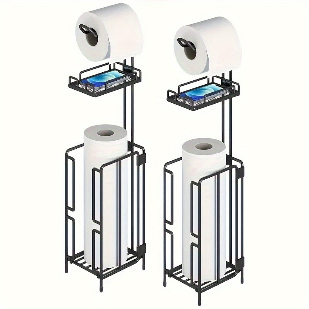 Stainless Steel Stand 3 Extra Roll Storage Modern Bathroom Organizer, Freestanding Toilet Paper Holder