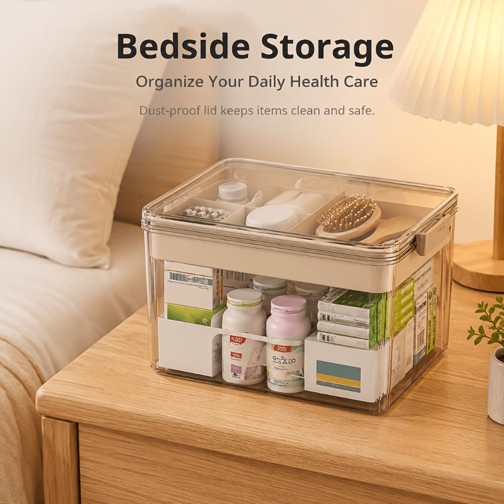 Multi-Layer Transparent Plastic Pill Organizer Cabinet, Spacious Drug & First Aid Supply Organizer, Medicine Storage Box