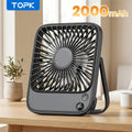 USB Desk Fan Battery Operated | 2000mAh & 5000mAh Rechargeable Mini Personal Fan, 4-Speed Adjustable, 180° Tilt & Foldable, Ultra-Quiet Strong Airflow for Office, Bedroom & Desktop Use – Black, Pink, White