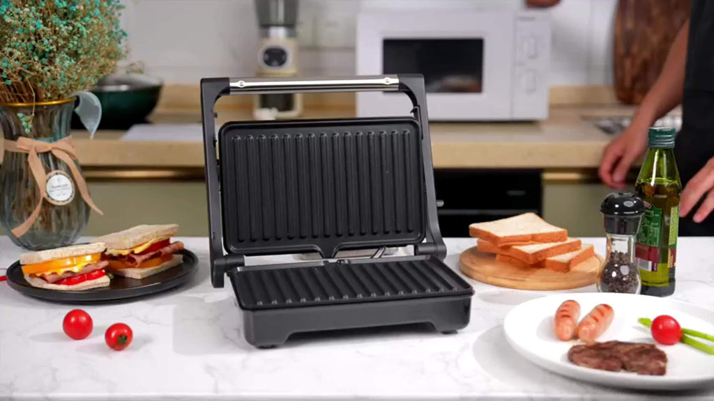 Sandwich Maker with Indicator Lights for Sandwiches Steaks Waffles