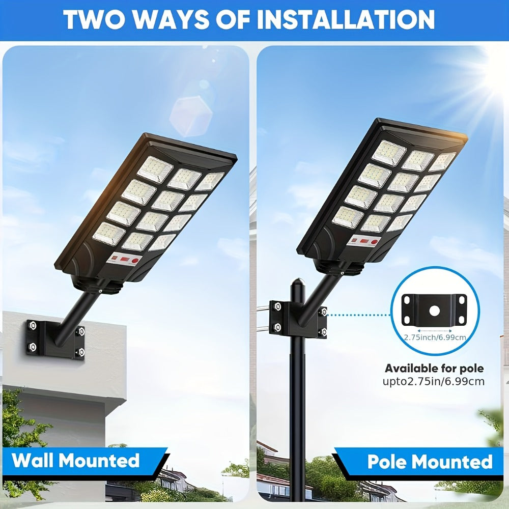 Solar Street Light, Dusk to Dawn for Commercial Area, Parking Lot & Night Security Lighting (2 or 4 Pack)