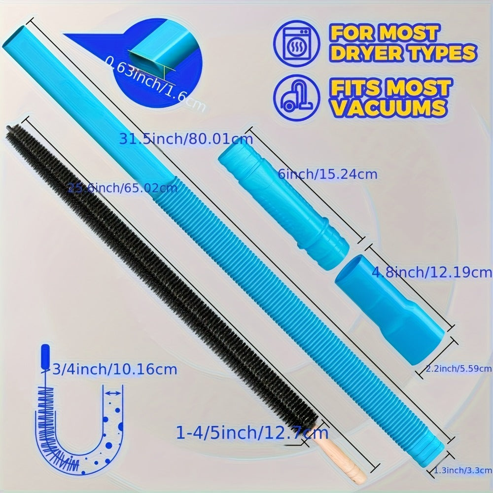 Dryer Vent Cleaning Kit, Flexible Lint Brush and Vacuum Hose Attachment Set for Dryer Duct Lint Trap Removal Home Safety