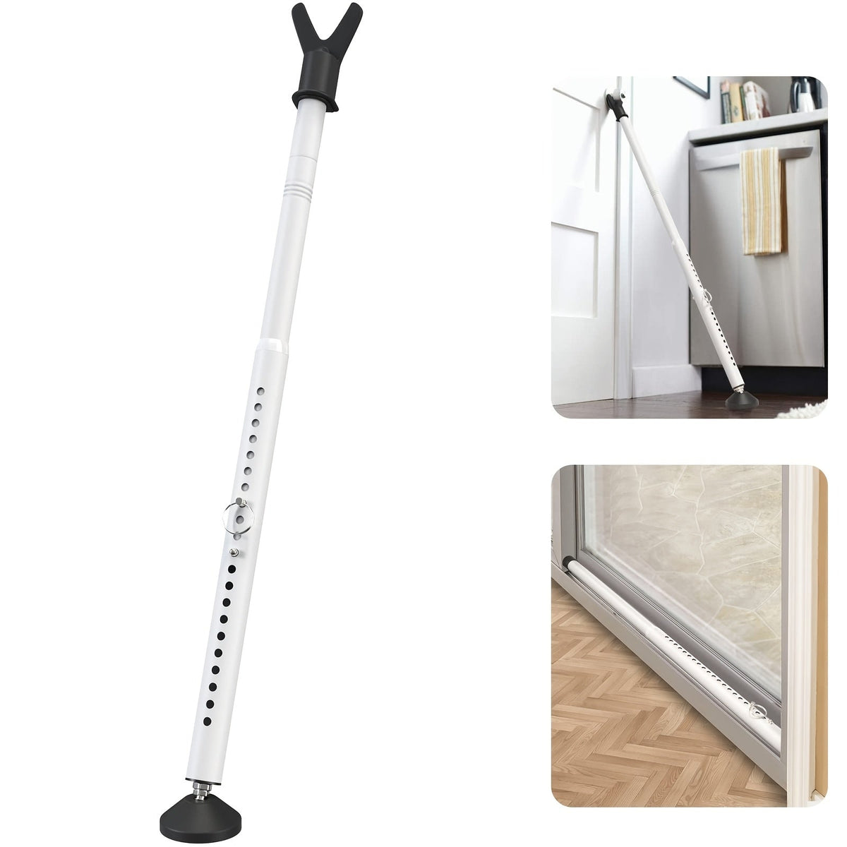 Door Security Bar Adjustable 28-45 Inch – Heavy Duty Door Barricade Bar with Anti-Slip Base, Fits Standard & Sliding Doors, Windows, Apartments, Hotels – Home Security Door Stopper Jammer 1 or 2 Pack