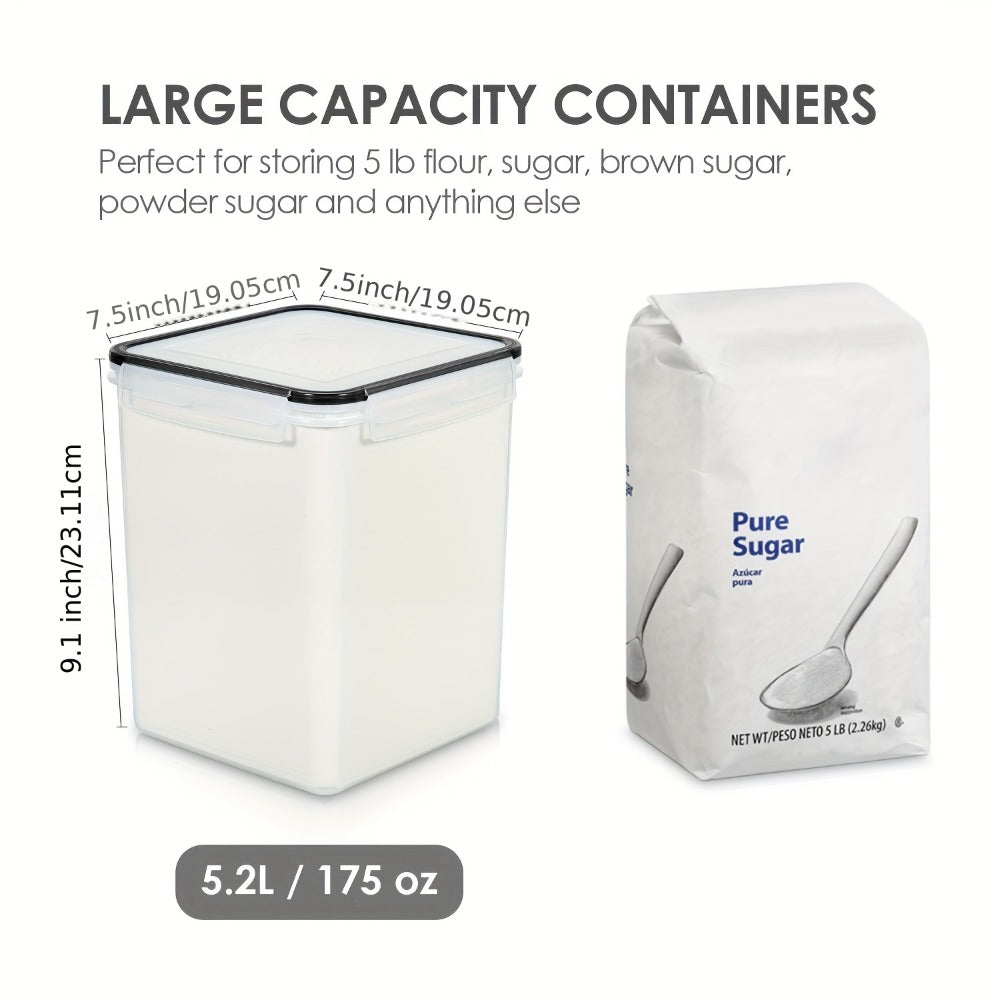Food Storage Containers, Large Airtight Pantry Canisters 4 Pack, Lids for Flour Sugar Rice Cereal and Baking Supplies