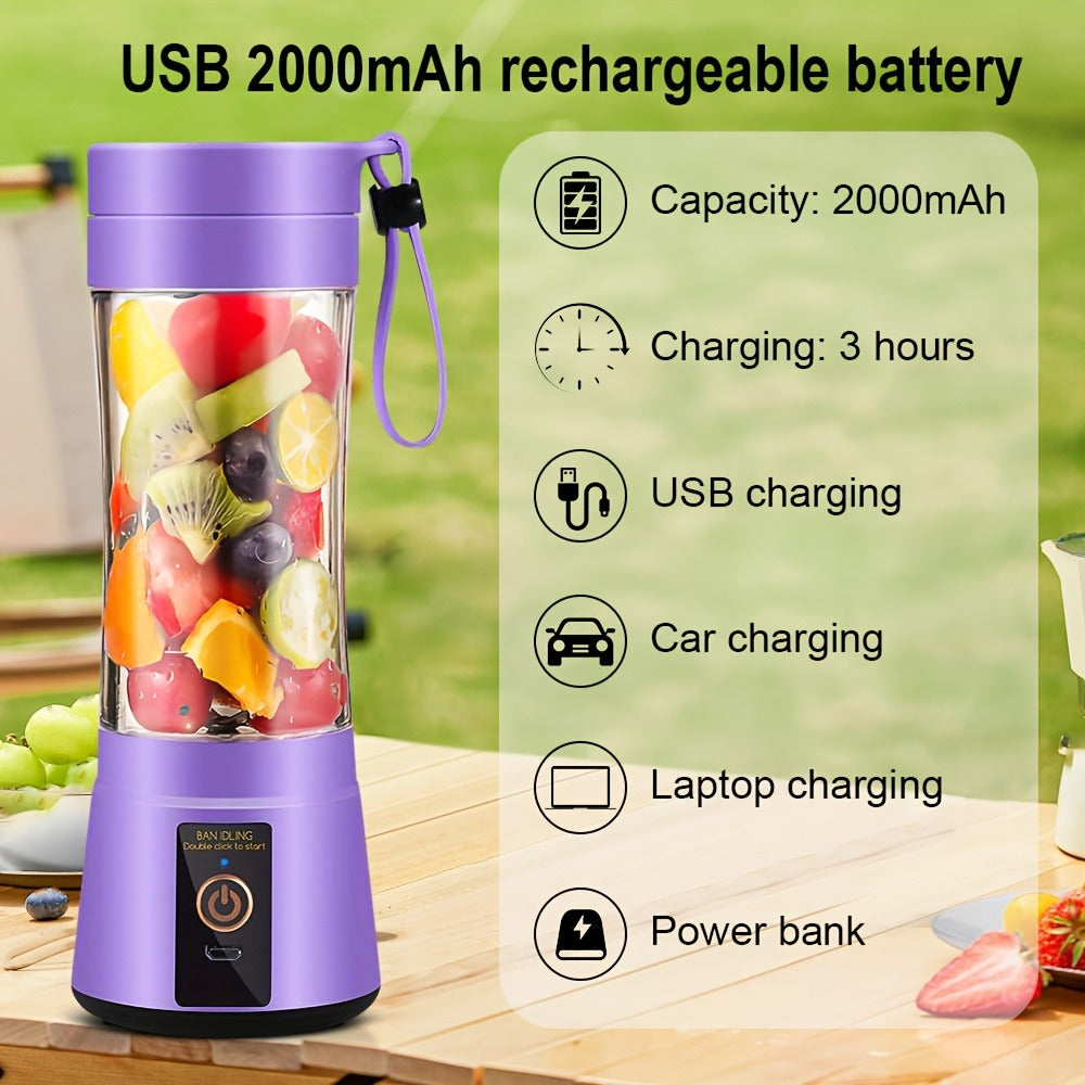 Blender Cup with USB Rechargeable 380ML and 6 Blades for Smoothies