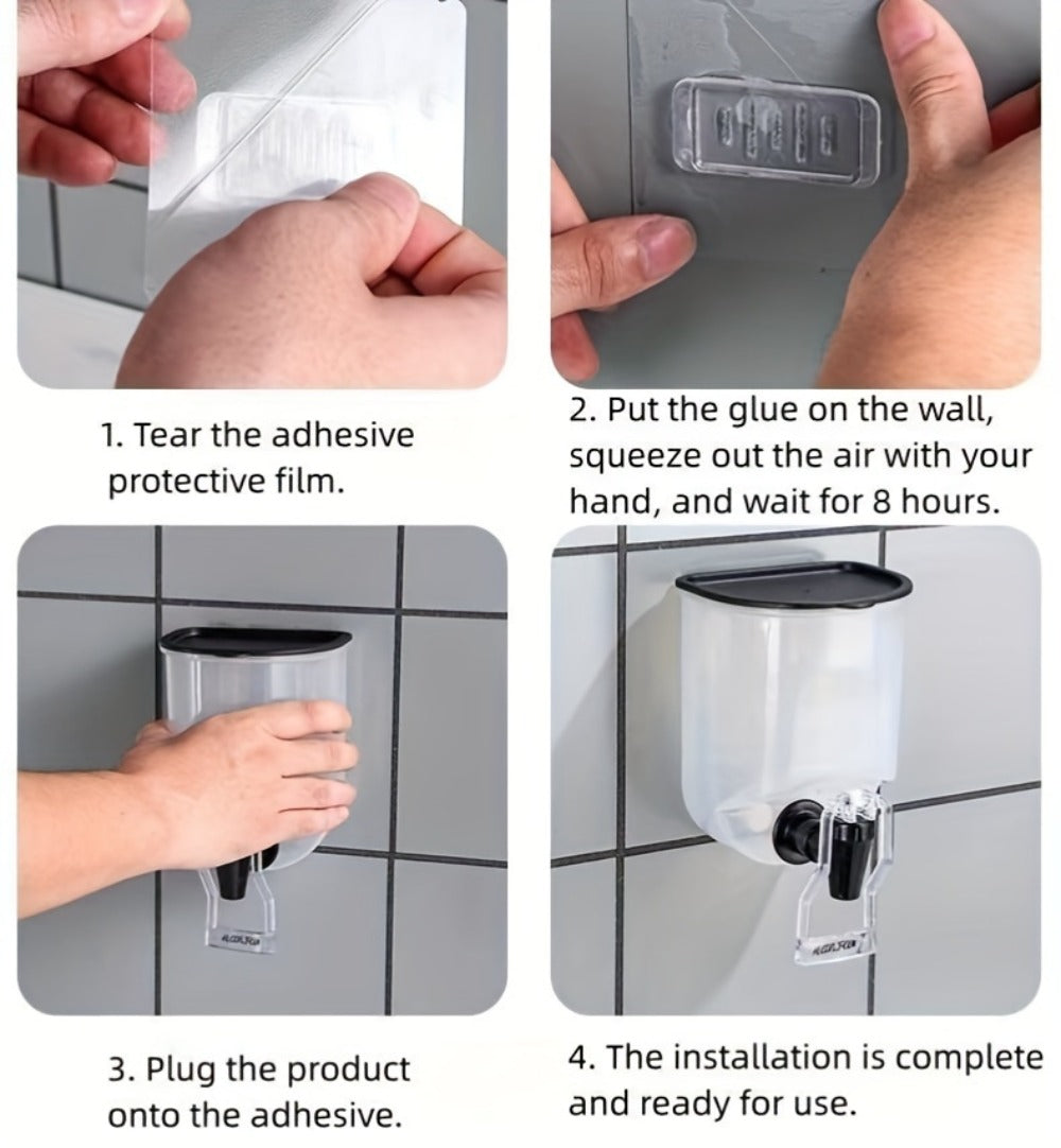 Mouthwash Dispenser with Wall Mounted 2-Pack 21 oz Plastic Container and Space Saving Bathroom Organizer for Countertop Storage