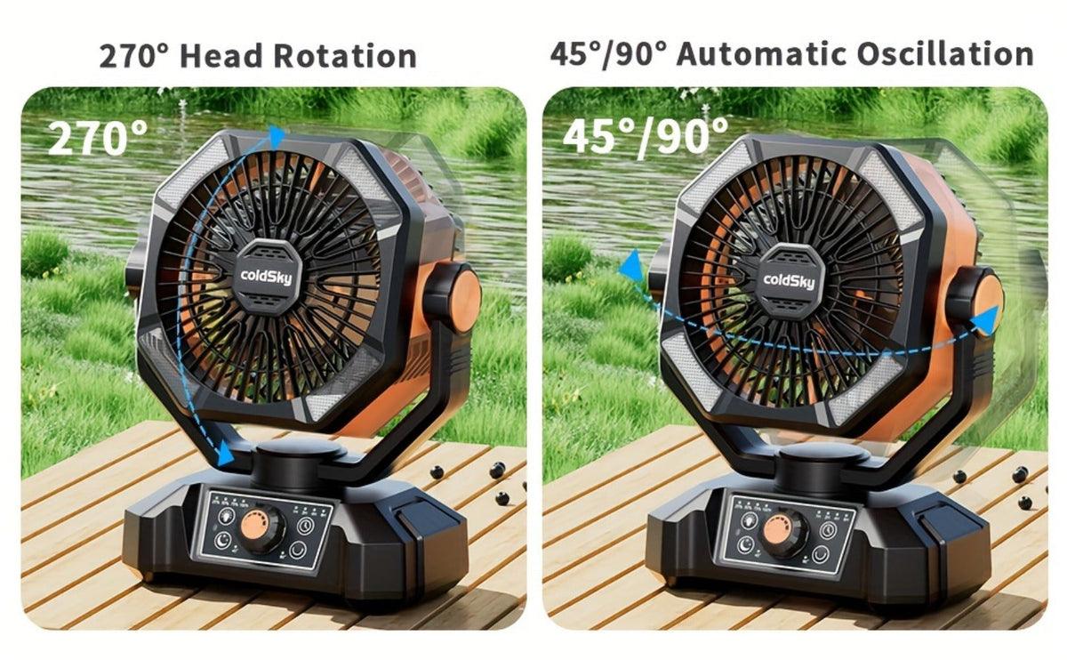Camping Fan Battery Powered 20000mAh, Dual Motor 8-Speed Portable Tent Fan with Remote Control, 4 LED Lanterns and Hanging Hook, Rechargeable Outdoor Fan for Camping, Power Outage, Construction Site