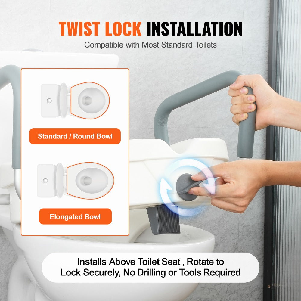 Raised Toilet Seat with 350 lbs Capacity for Seniors and Elderly