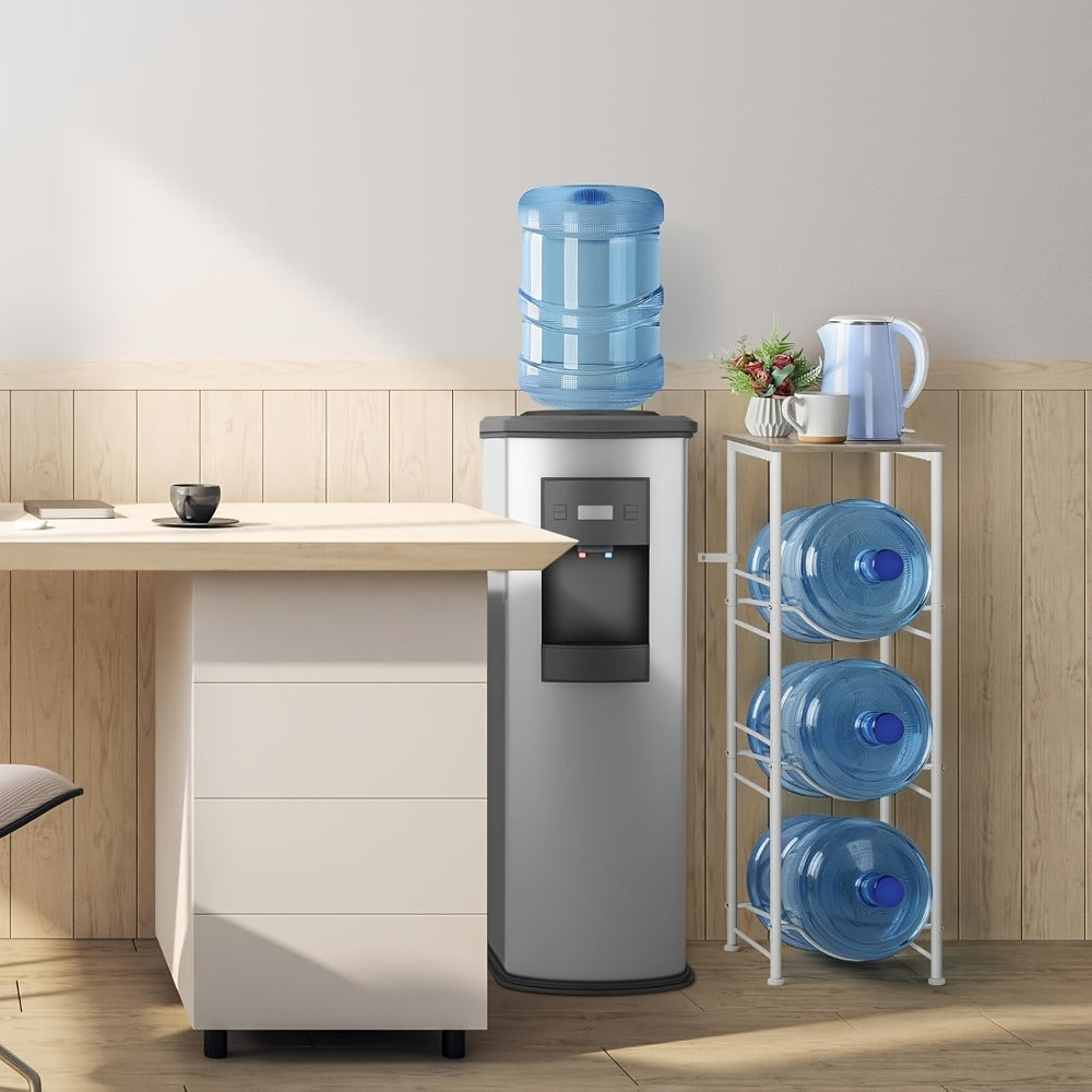5 Gallon Water Jug Holder in Particleboard and Steel Frame for Kitchen and Office (3-Tier Rack Organizer)
