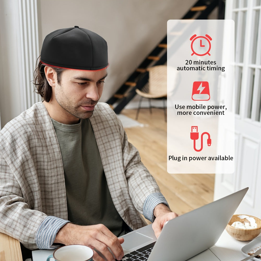 Red Light Therapy Cap for Home Use with 120 LEDs in Black or Gray