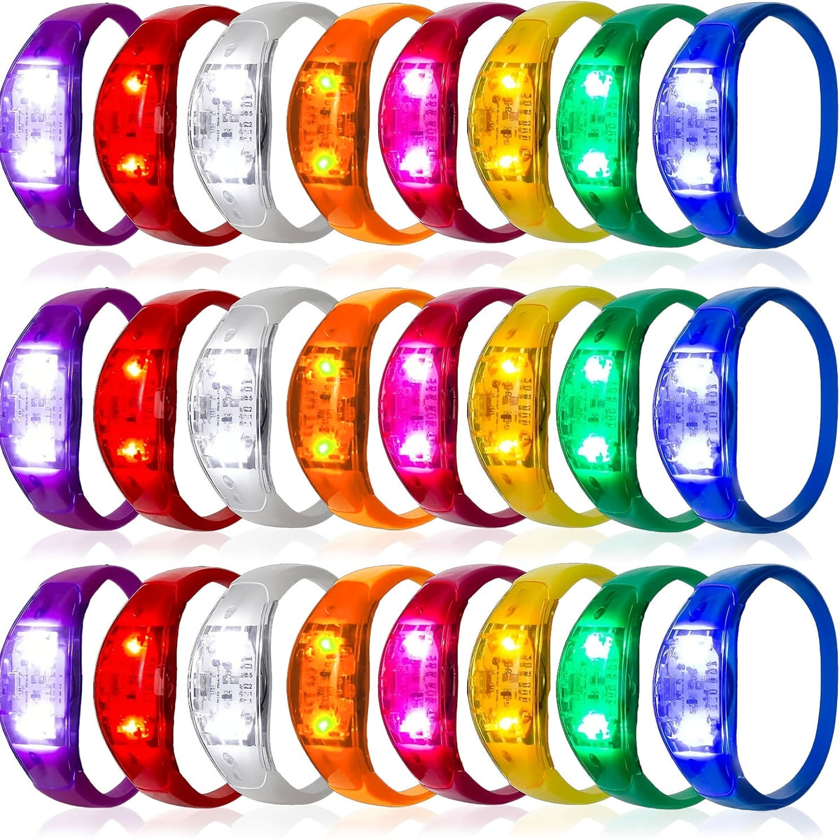 Sound Activated Light Up Bracelets Bulk 20/50 Pcs Glow Wristbands Voice Controlled Flashing LED Bracelet for Concerts Rave Party Events Festival Accessories
