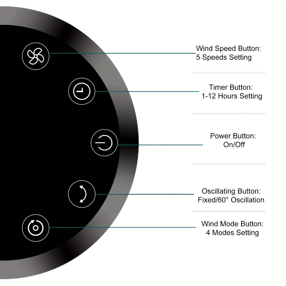Bladeless Tower Fan with Remote Control and 12-Hour Timer for Home