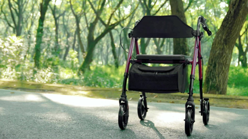 Rollator Walkers For Seniors with Ergonomic Backrest and Dual Adjustable Height