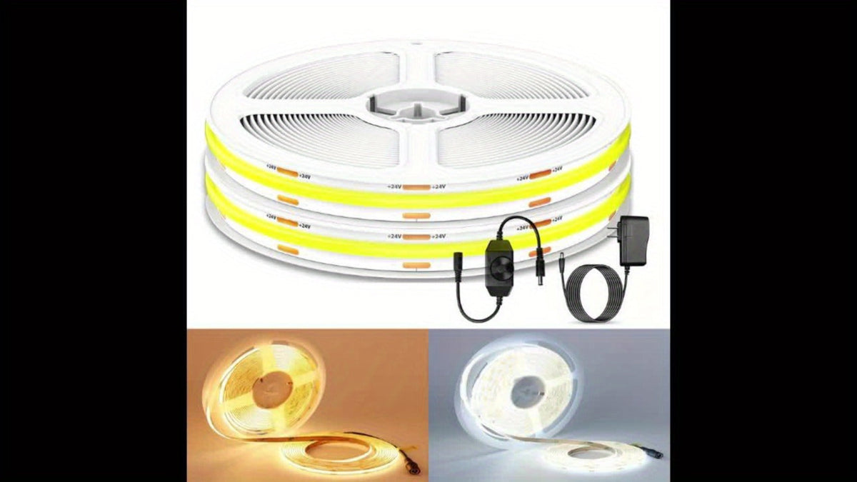 Cob Led Strip Light Dimmable 32.8ft 10m, 8mm Ultra-Thin 24V High Density Flexible COB LED Tape Light with Dimmer Switch, for TV Backlight