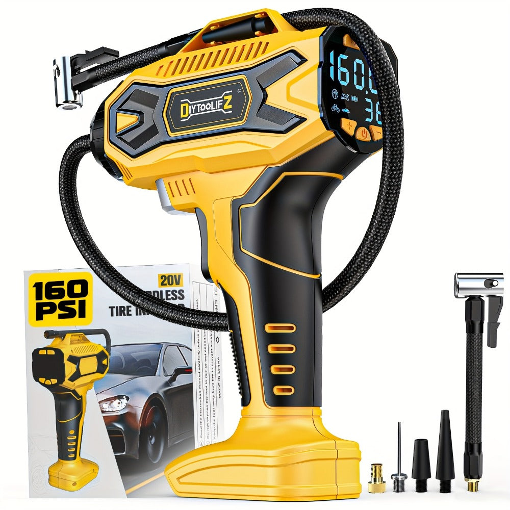 Tire Inflator, Cordless 160PSI Portable Air Compressor Compatible, DeWalt 20V / 18V Battery Digital Pressure Gauge