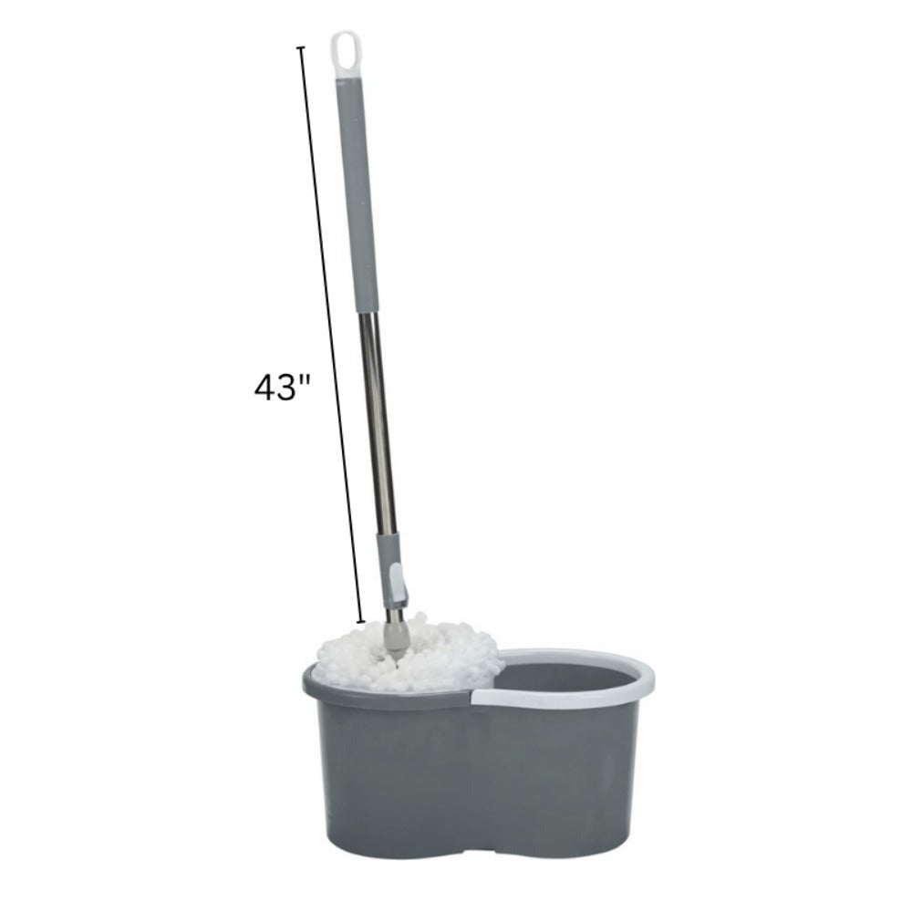Floor Mop with 4 Microfiber Replacement Heads and Stainless Steel Adjustable Handle for Home Floor Cleaning