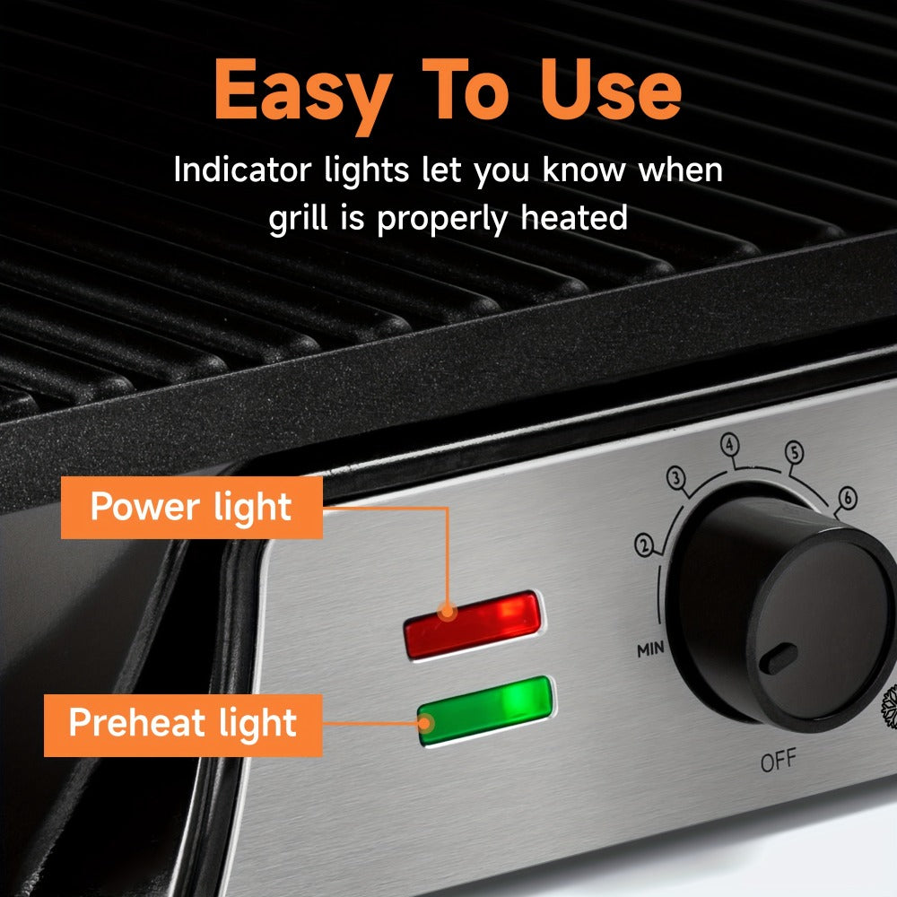 Sandwich Maker with Floating Hinge Grease Tray Temperature Control for Home Dorm Office