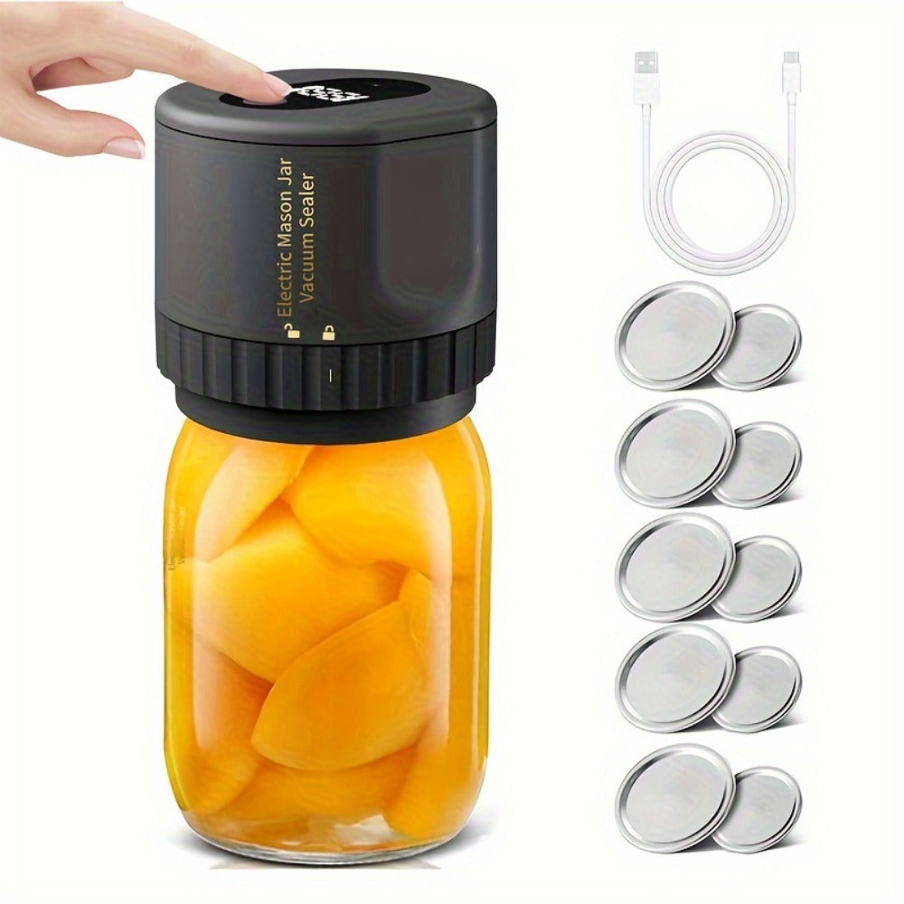 Electric Mason Jar Sealer One-Touch Vacuum Seal with Regular Mouth Lids