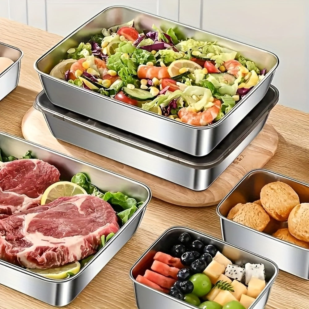Stainless Steel Food Storage Container Set – Airtight Stackable Kitchen Containers for Meal Prep, Camping & Picnic – Fridge & Freezer Safe, Easy Clean, for Fruits, Meats & Vegetables