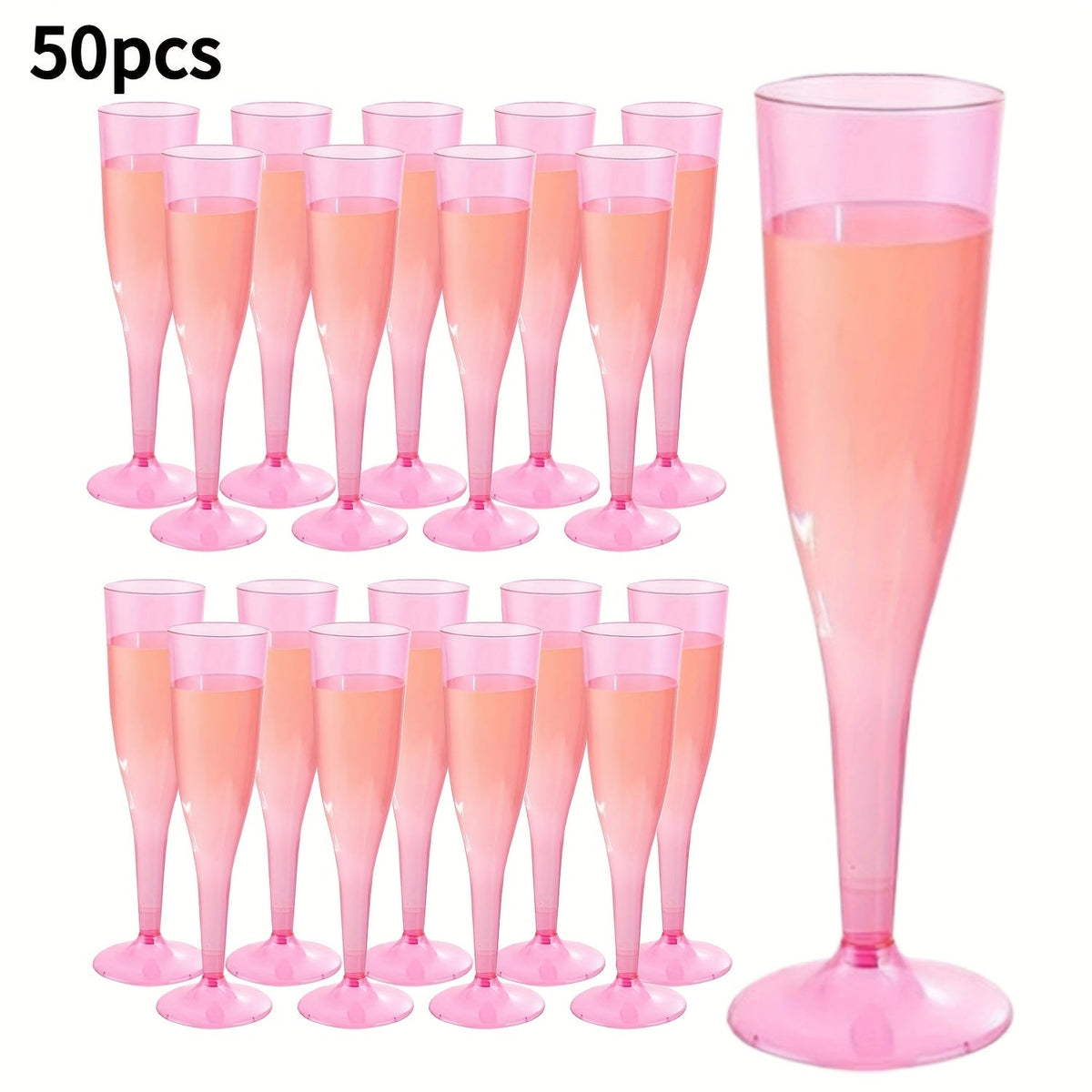 Pink Plastic Champagne Glasses Disposable 25 50 Pack – BPA-Free PS Mimosa Cups Pink Plastic Wine Glasses for Wedding Bridal Shower Cocktail Party Outdoor Events