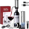 Electric Wine Opener Set – Rechargeable Automatic Corkscrew with Wine Aerator Dispenser, Vacuum Stopper & Foil Cutter for Any Occasion Gift