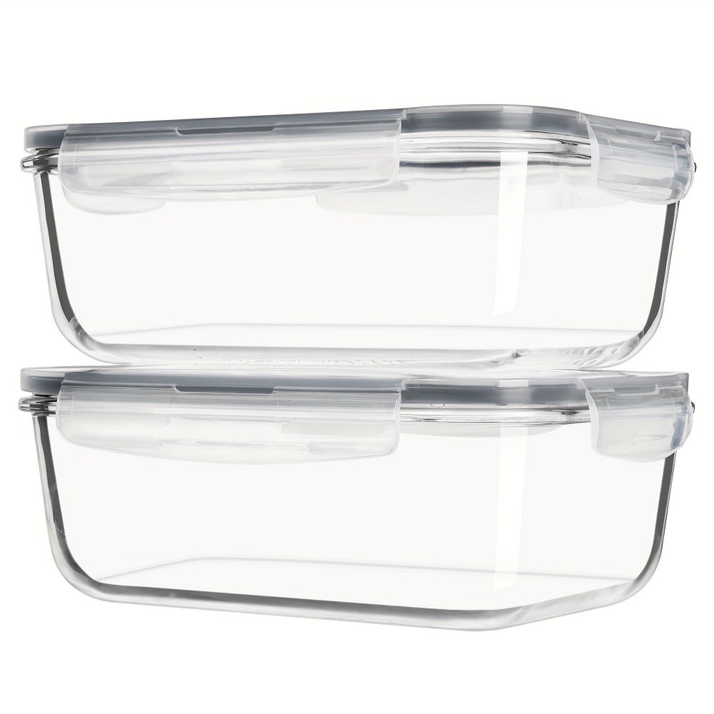 Lids 2 Pack 63oz Borosilicate Glass Meal Prep Containers, Leak-Proof Baking Dish Set, Glass Food Storage Container