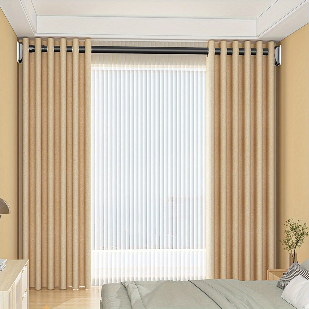 Curtain Rod, 33mm Steel Telescopic Tension Rod with Adjustable Length and No-Drill Installation for Large Windows