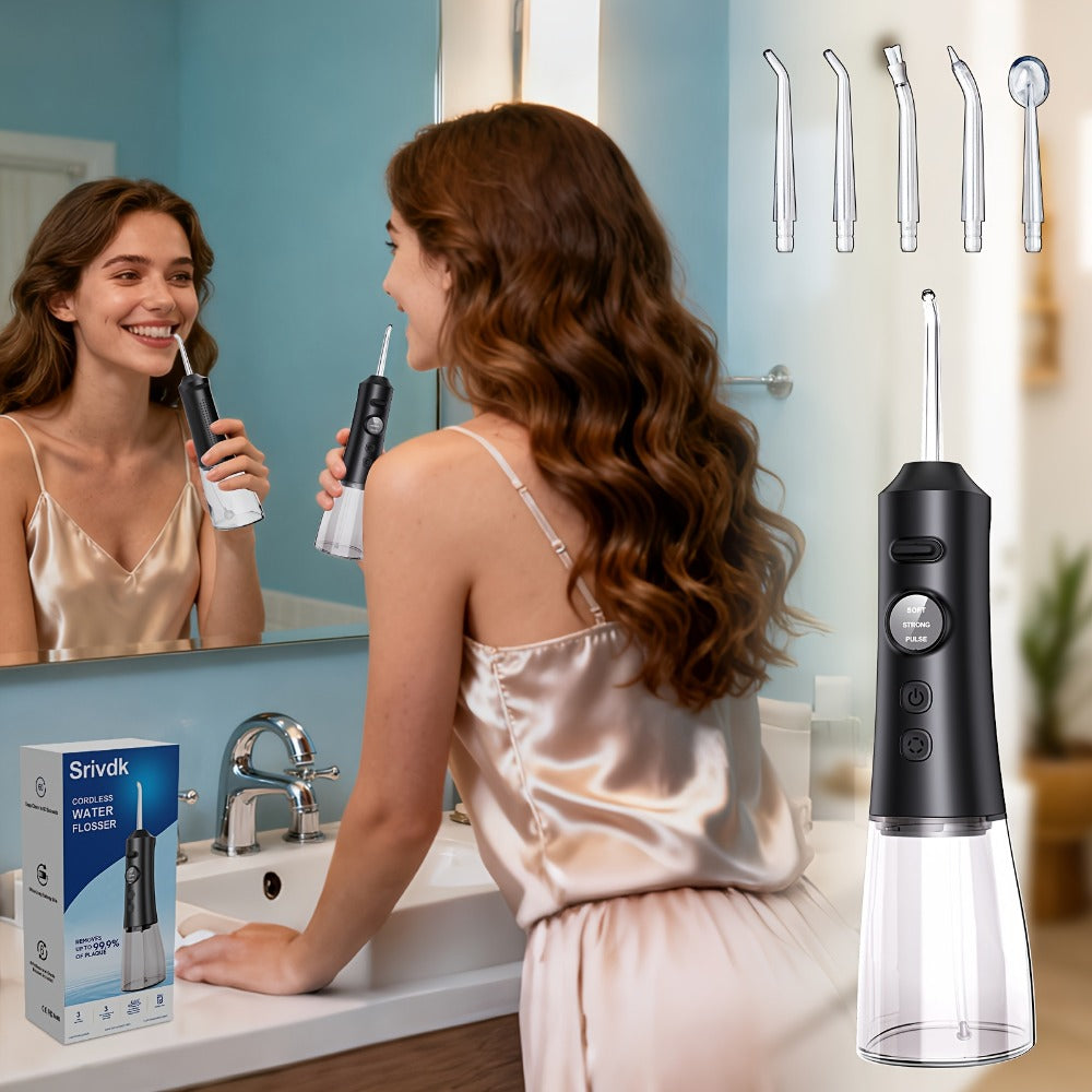 Water Flosser Cordless, Rechargeable Electric Dental Cleaner, Portable for Home & Travel Use