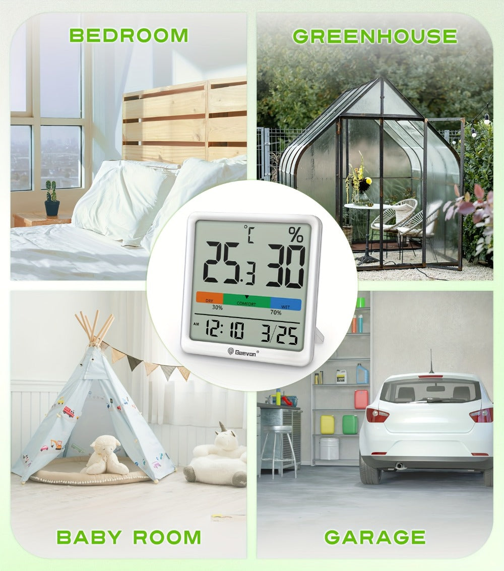 Digital Indoor Thermometer Hygrometer with Clock and Calendar for Home Office