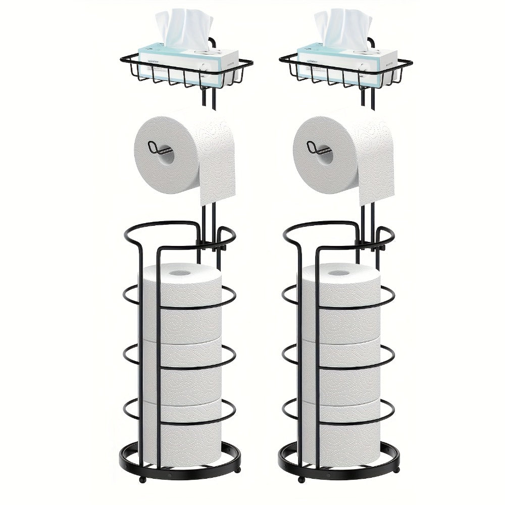 Stainless Steel Stand 3 Extra Roll Storage Modern Bathroom Organizer, Freestanding Toilet Paper Holder