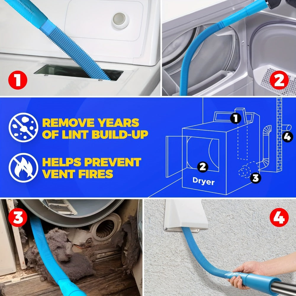 Dryer Vent Cleaner Kit Replacement Parts in a Flexible Design for Home Laundry (2pcs Vacuum Hose Attachment and Lint Trap Brush)