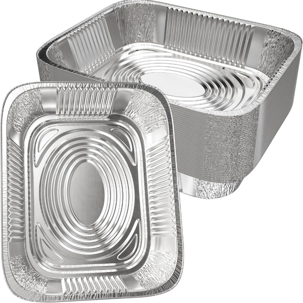 25 Pack Disposable Aluminum Pans with Lids for Roasting and Reheating