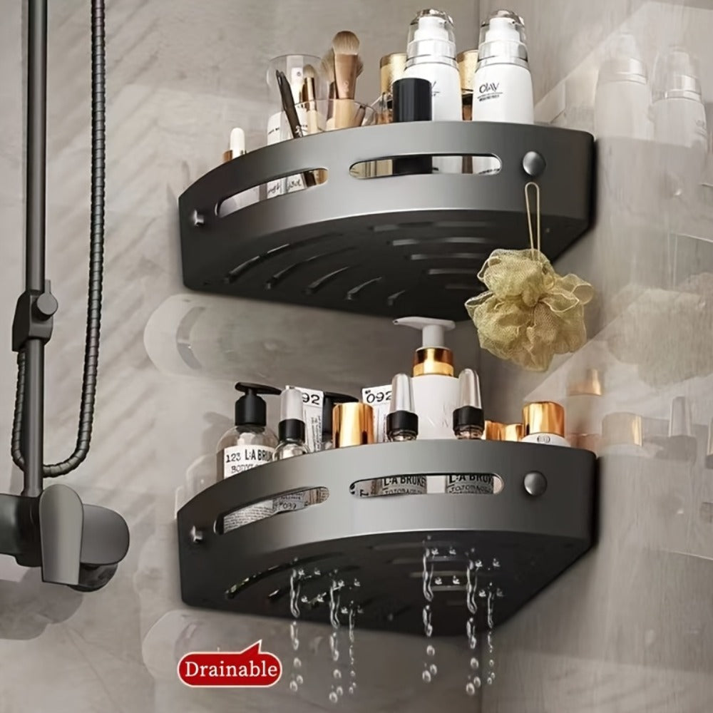 Shower Caddy, Corner Organizer 2pcs 2-Tier No-Drill Wall-Mounted Bathroom Shelf Rack, ABS Plastic Shower Shelves for Shampoo