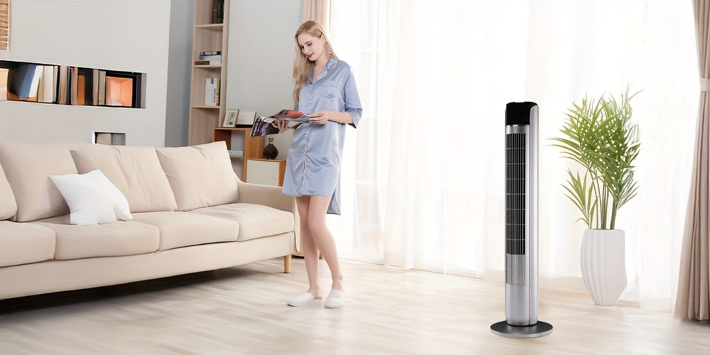 Bladeless Tower Fan with Remote Control and 12-Hour Timer for Home