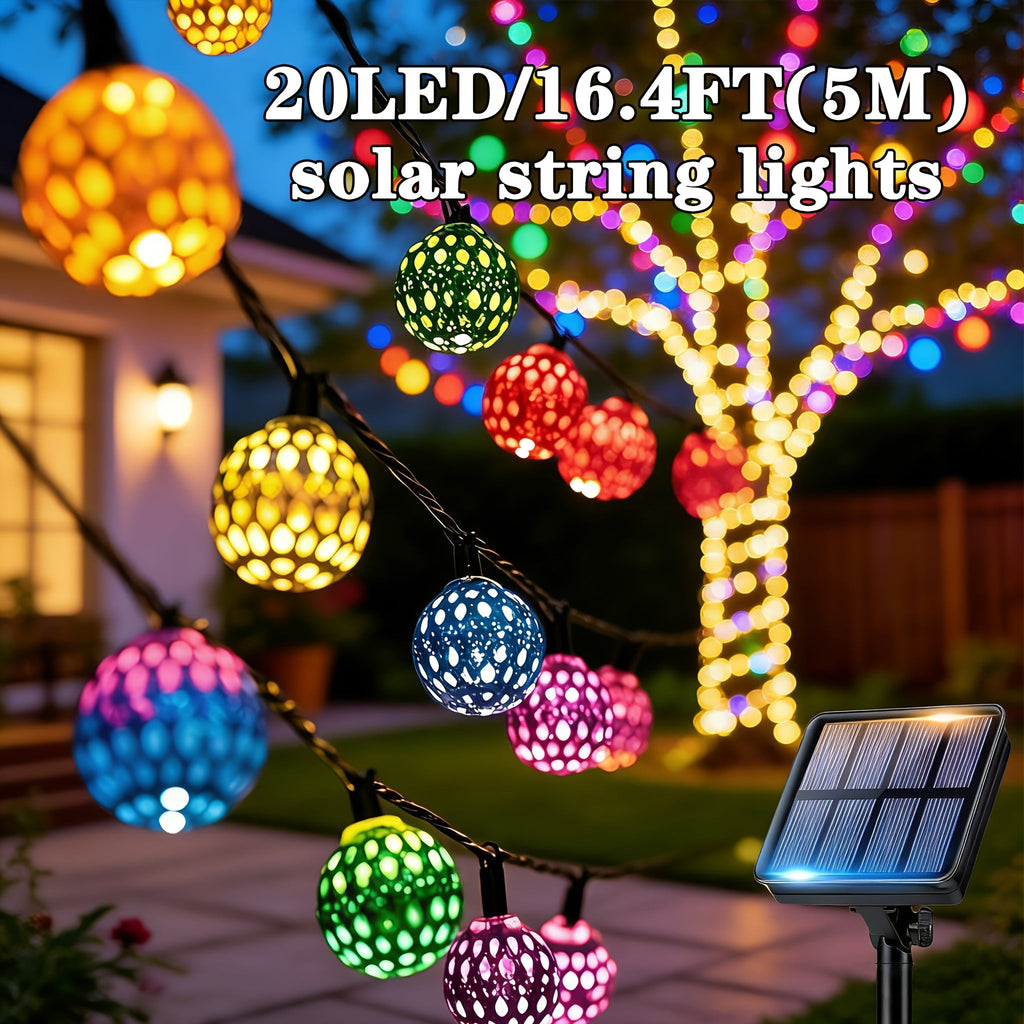 Solar String Lights Outdoor with 8 Modes and Boho Garden Lights for Patio