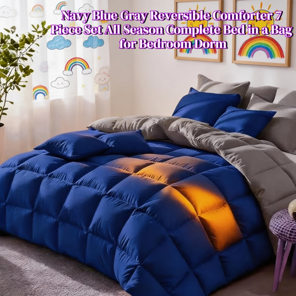 Bed in a Bag Full Queen and King Comforter Set in Soft Satin-Like Fabric (7 Piece)