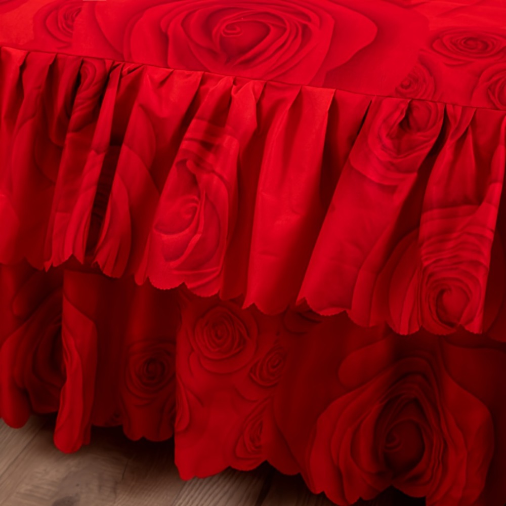 Floral Bed Skirt Set 3-Piece – 1 Ruffled Dust Ruffle Bed Skirt + 2 Pillowcases | Peony & Botanical Print | Double-Layer Hem | Machine Washable Polyester Bedding | 150, 180 & 200cm