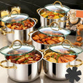 Stainless Steel Non-Stick Cookware Set 1 11 & 13 Piece – Non-Toxic Dishwasher & Oven Safe Kitchen Cooking Set | Frying Boiling Stir-Fry Pots and Pans | Golden Silver Pink Orange Home & Catering