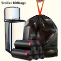Drawstring Trash Bags 100 Count – 5 Rolls Black Heavy Duty Leak Proof Garbage Bags for Kitchen Bathroom Bedroom Outdoor