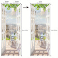 Door Sticker Balcony Scenery Wall Mural – Removable Waterproof Peel & Stick Large Wall Art for Bedroom & Living Room, Faux Window View Home Decor, 35.43 x 78.74 Inches